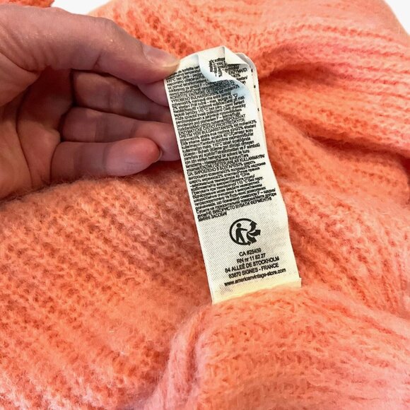 American Vintage Rozy Peach Knit Sweater Size XS/S Crew Neck Pullover - Picture 9 of 9